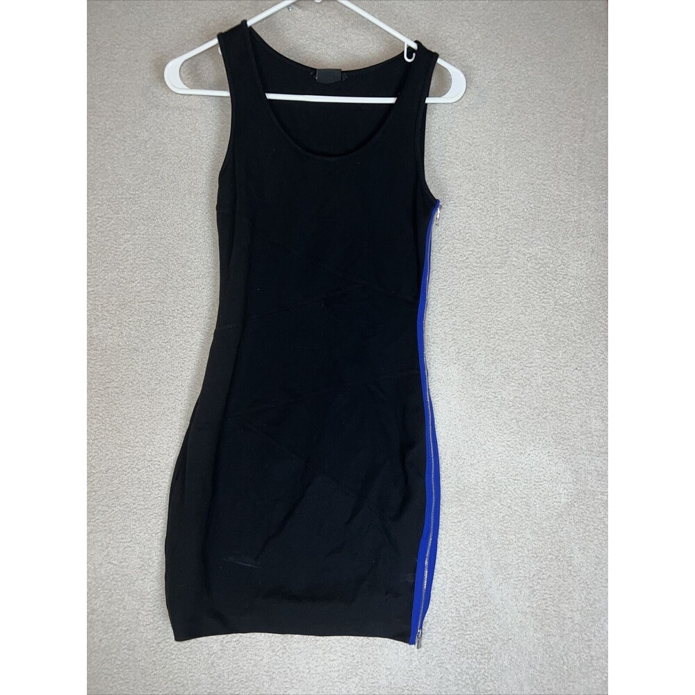 Armani Exchange Women's Black Sleeveless Side Zip Casual Bodycon Dress Size XS